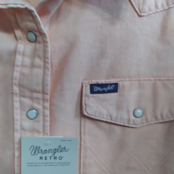 NWT Wrangler Peach XL Pearl Snap Womens/Peach Plaid 2XL Mens Button-Up Shirts. - Picture 8 of 10